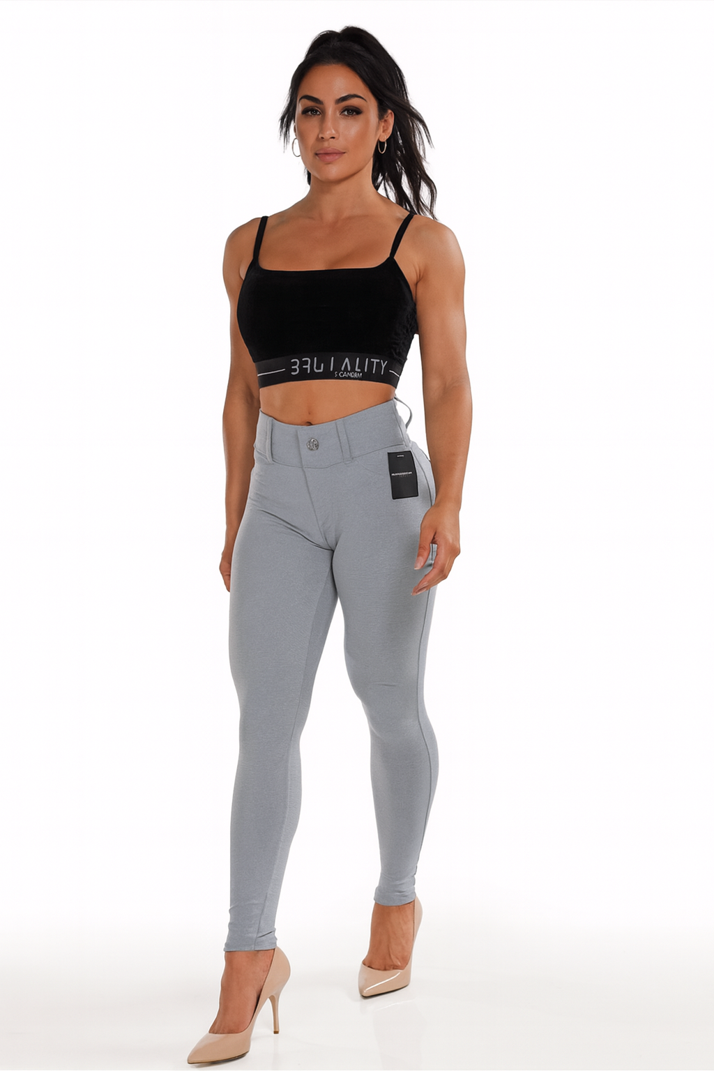 High Waisted Grey Stretch Sport Jeans - Brutality