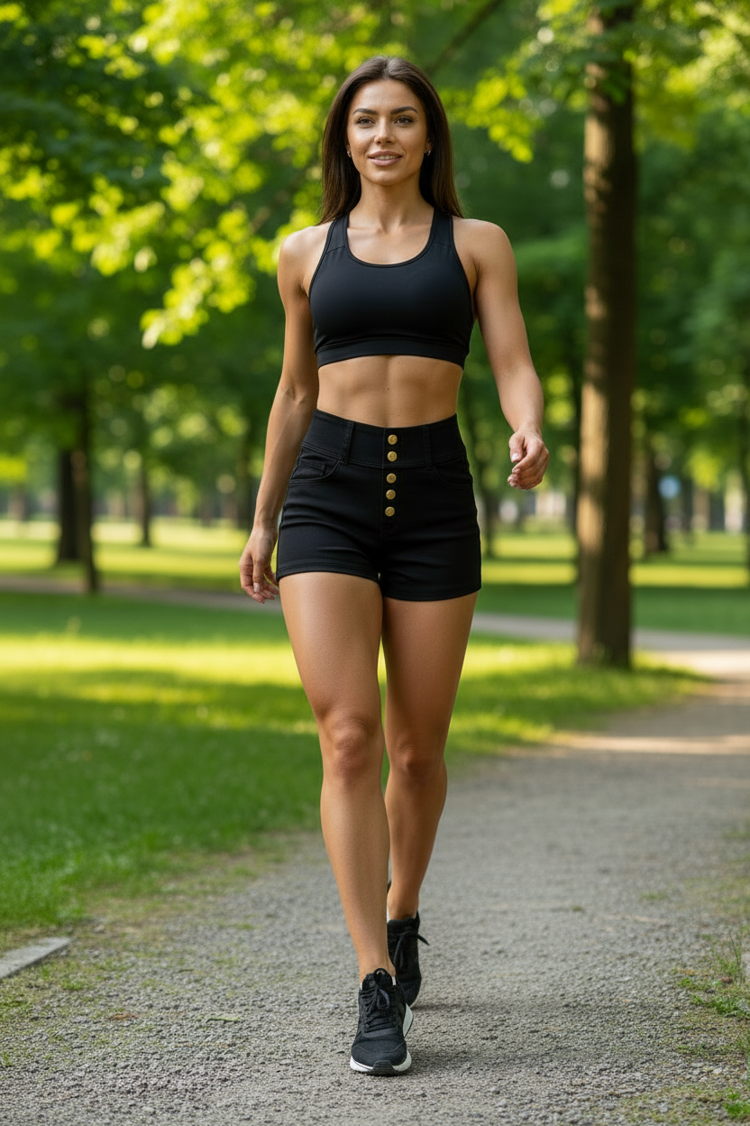 High-Waisted Stretch Denim Shorts Black - Brutality London