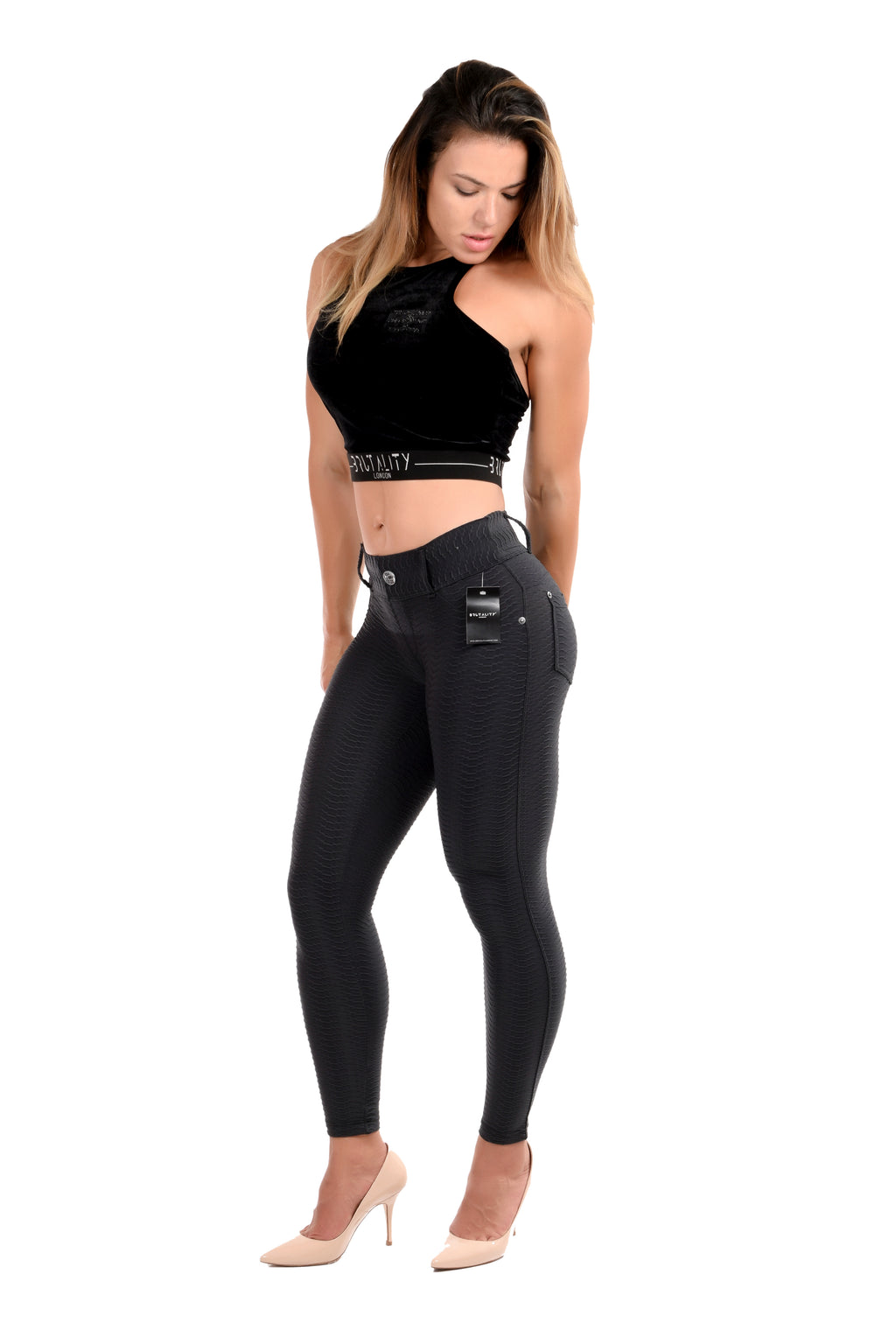 Textured SculptFit Stretch Jeans – Black