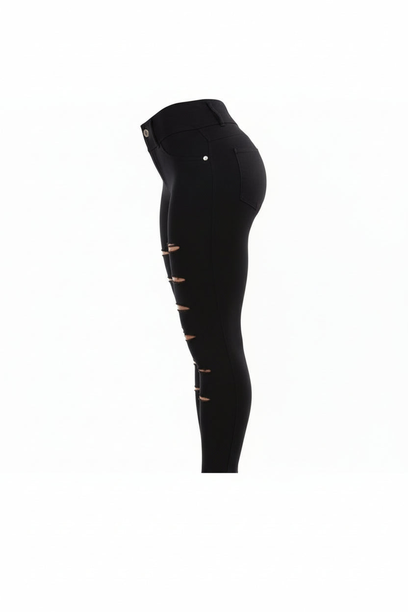 Black Sculpting Stretch Jeans with Ripped Front – Brutality London