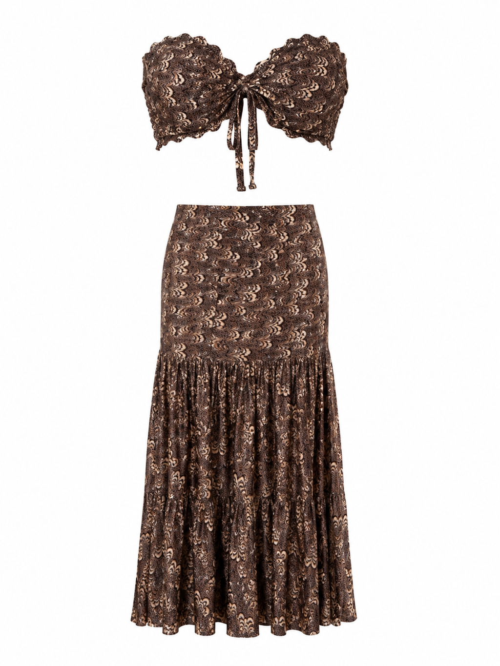 Desert Muse Two-Piece Maxi Set – Mocha Print