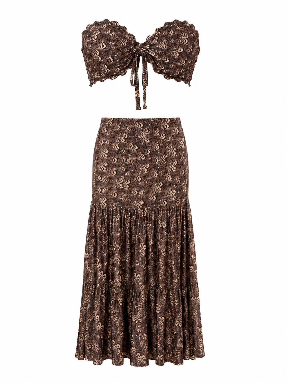 Desert Muse Two-Piece Maxi Set – Mocha Print