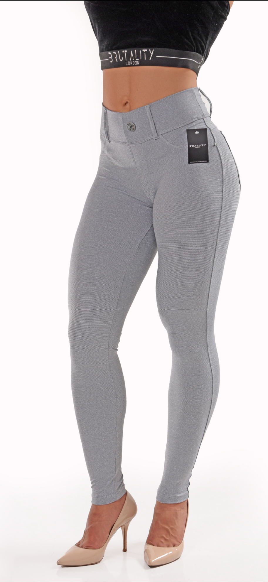 High Waisted Grey Stretch Sport Jeans - Brutality