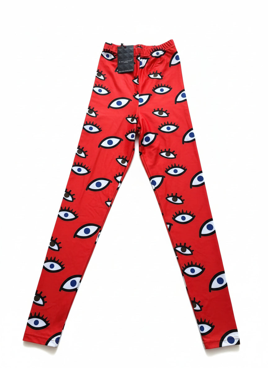 Evil Eye High-Waist Statement Leggings – Red Power Print