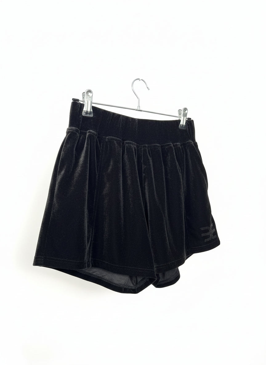 Brutality London Luxe Black Velvet Shorts – Crystal Logo Edition