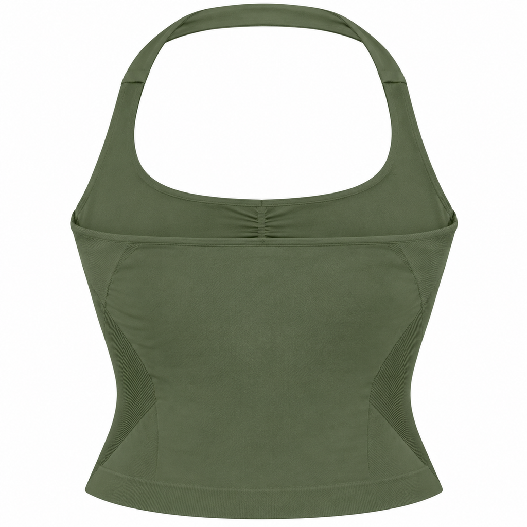 Brutality London Olive Green Halter Performance Top