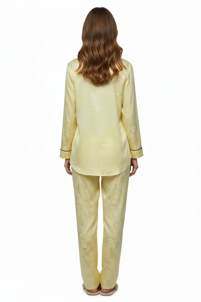 Silk-Touch Satin Pyjama – Champagne Yellow Brutality London