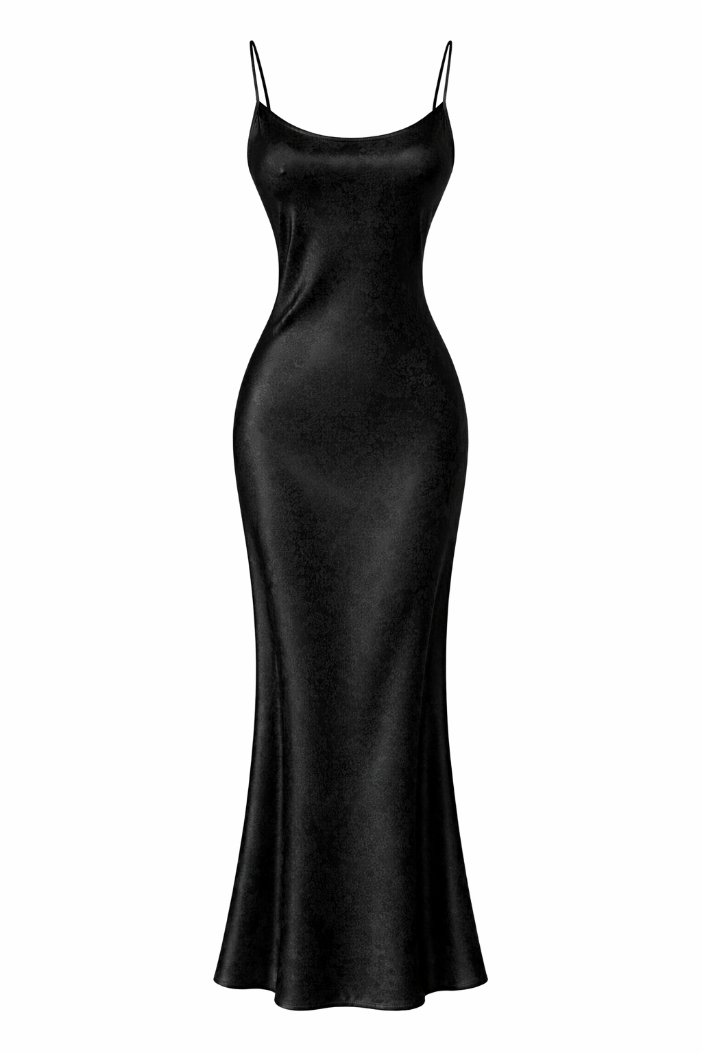 Silky Satin Black Slip Dress – Full Length