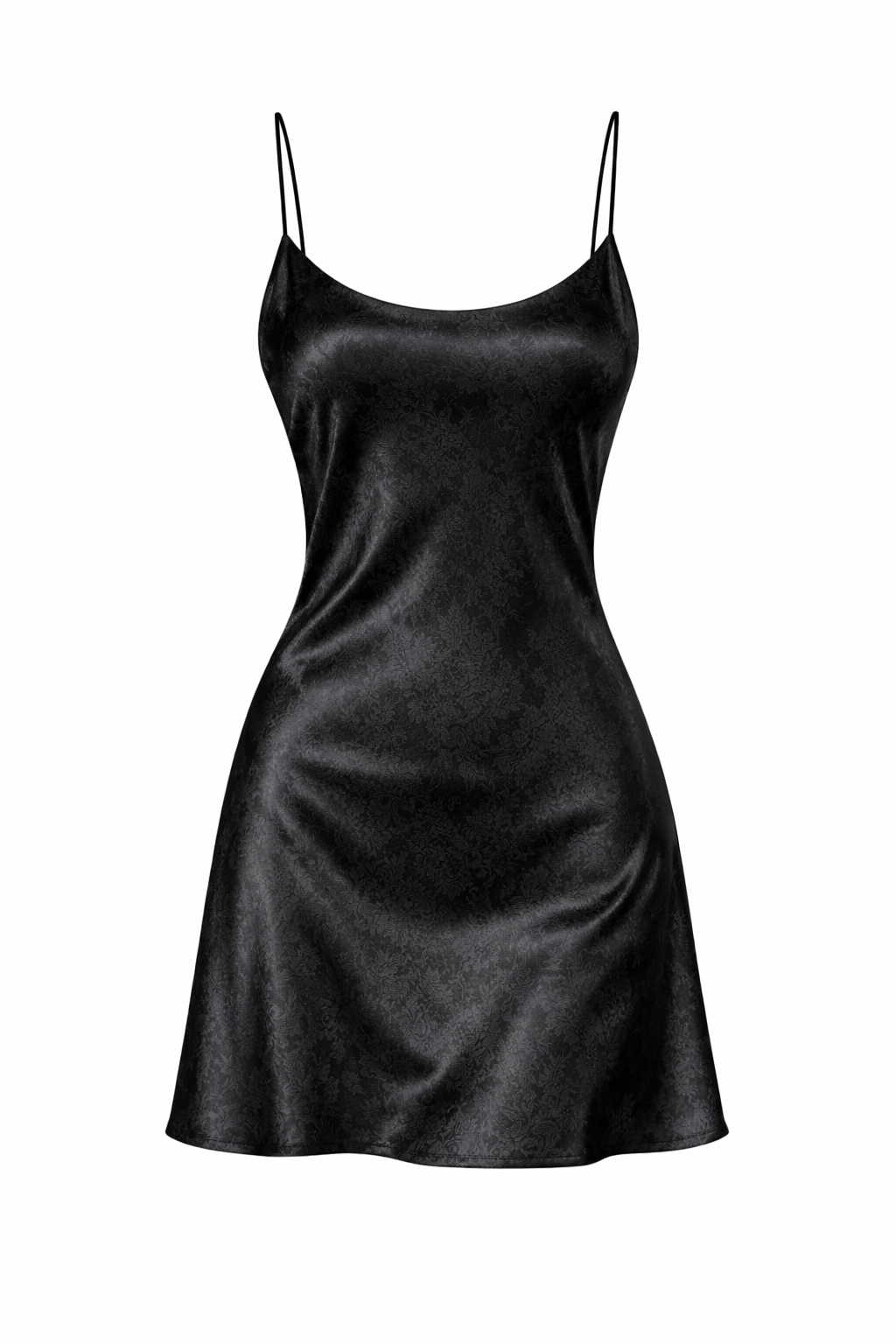 Silky Black Satin Slip Dress – Short