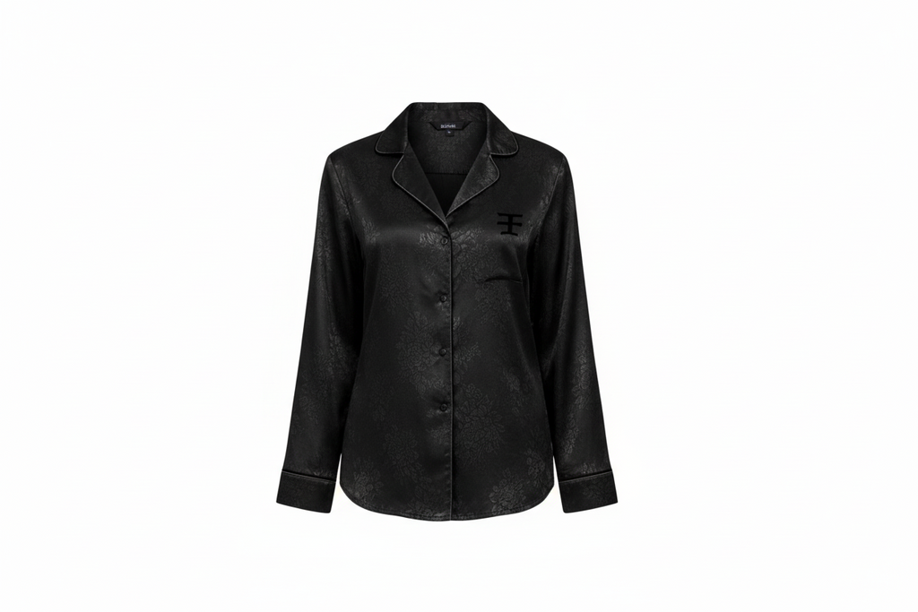 Unisex Silky Satin Pyjama Set – Noir Jacquard Brutality London