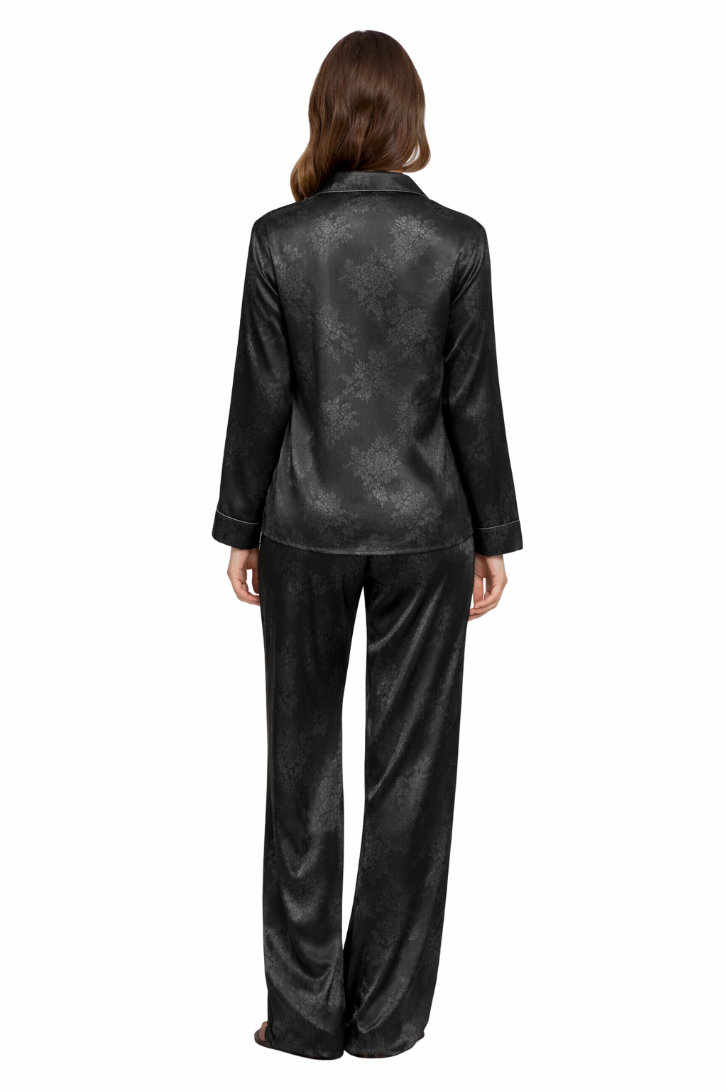 Unisex Silky Satin Pyjama Set – Noir Jacquard Brutality London