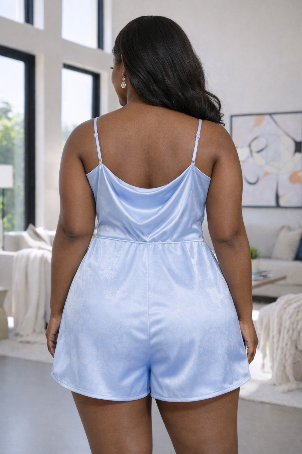 Brutality London Satin One-Piece Sleepwear Sky Blue