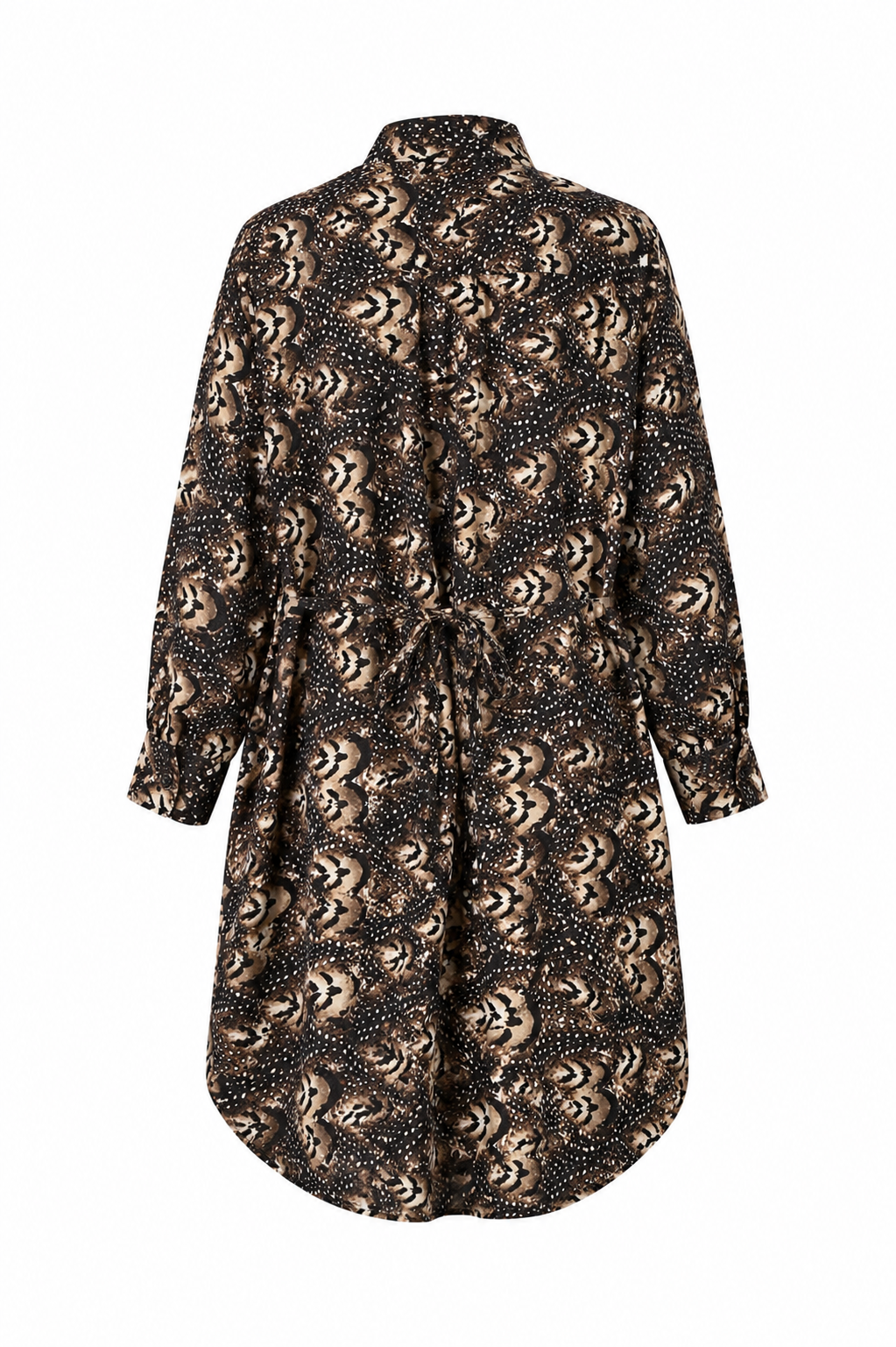 Brutality™ Luxe Linen Shirt Dress – Espresso Feather Print