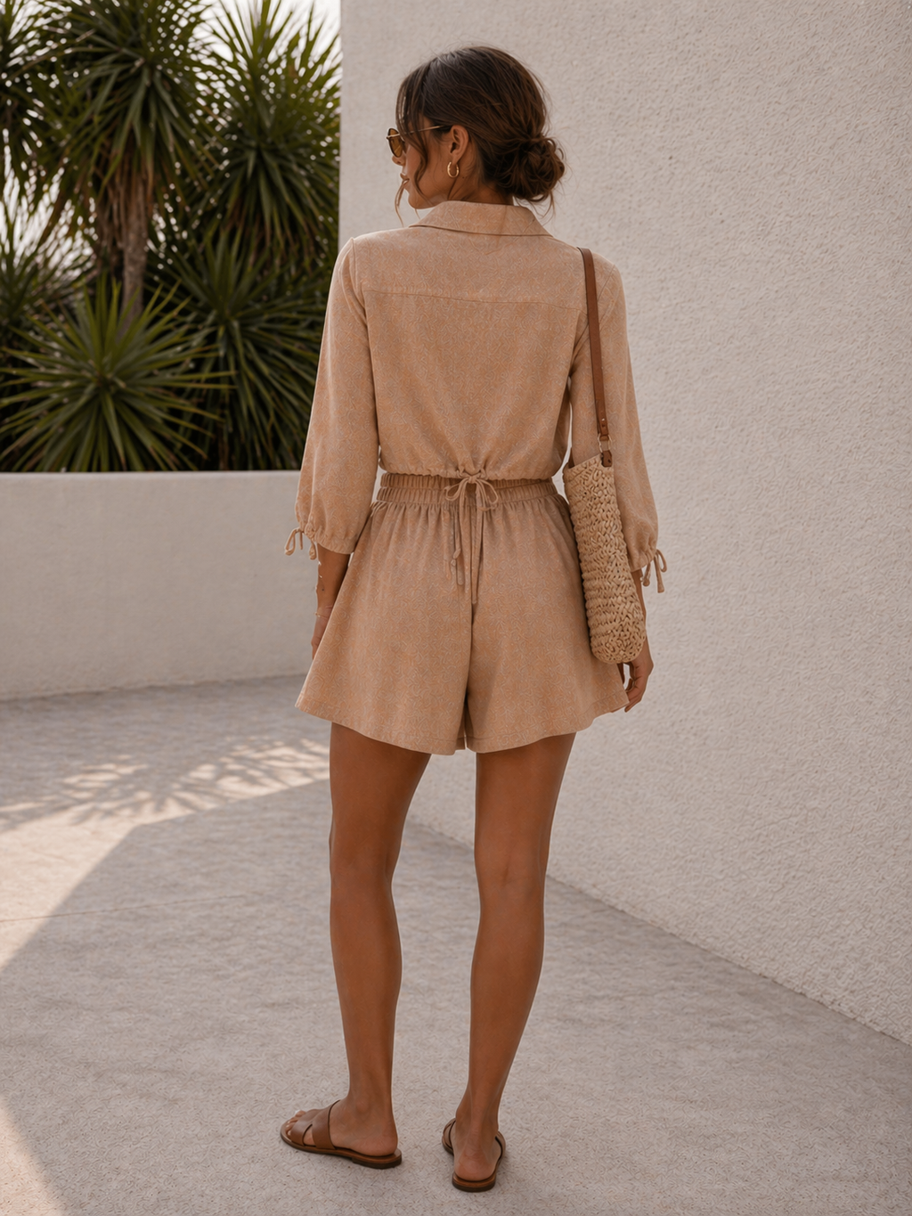 Luxe Flow High-Waist Shorts – Golden Sand