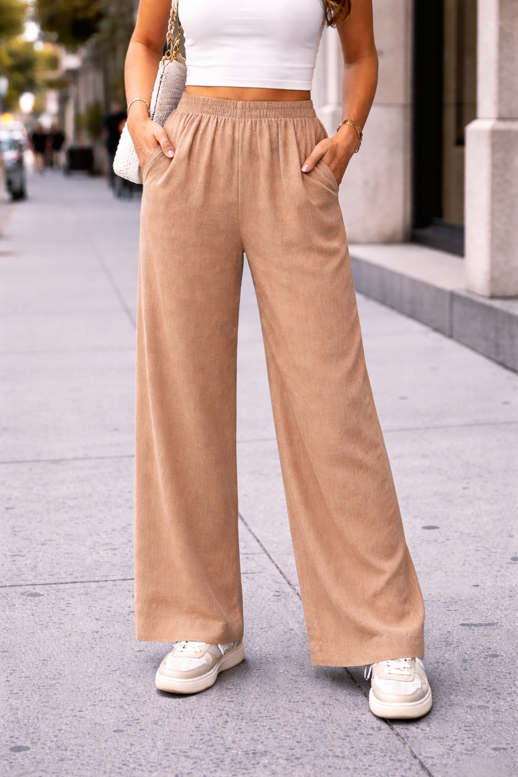 Luxe Relaxed Wide-Leg Trousers – Golden Sand Beige