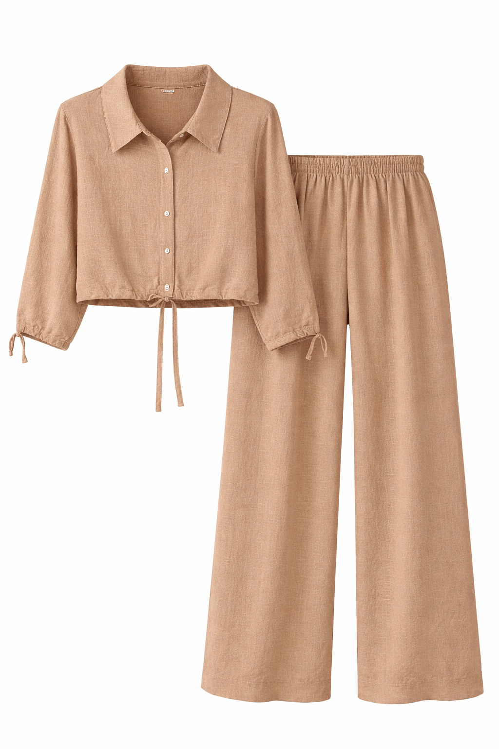 Luxe Relaxed Wide-Leg Trousers – Golden Sand Beige