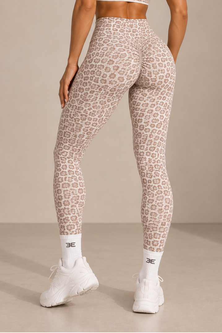 Brutality London Leopard Define Scrunch Leggings - Sand Leopard