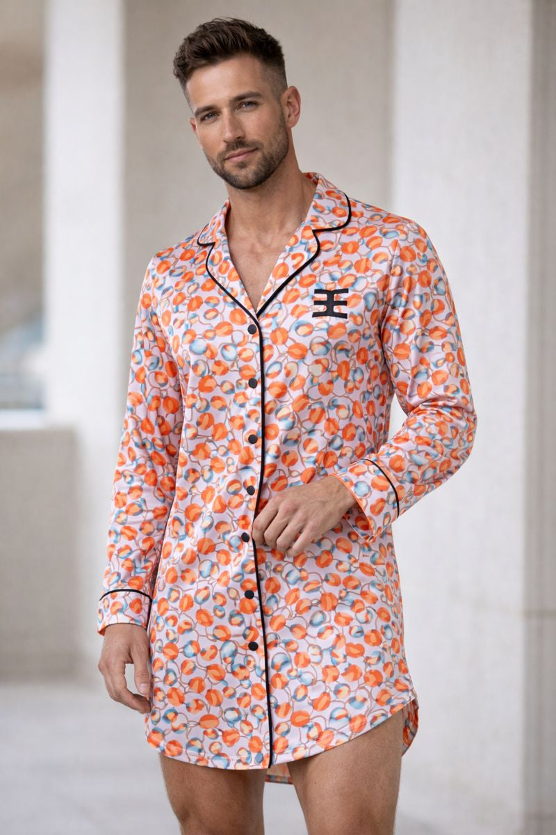 Luxury Satin Nightshirt Unisex – Orange Bloom Brutality London