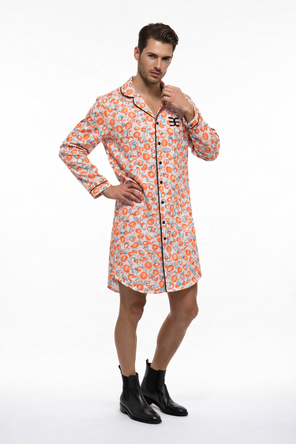 Luxury Satin Nightshirt Unisex – Orange Bloom Brutality London