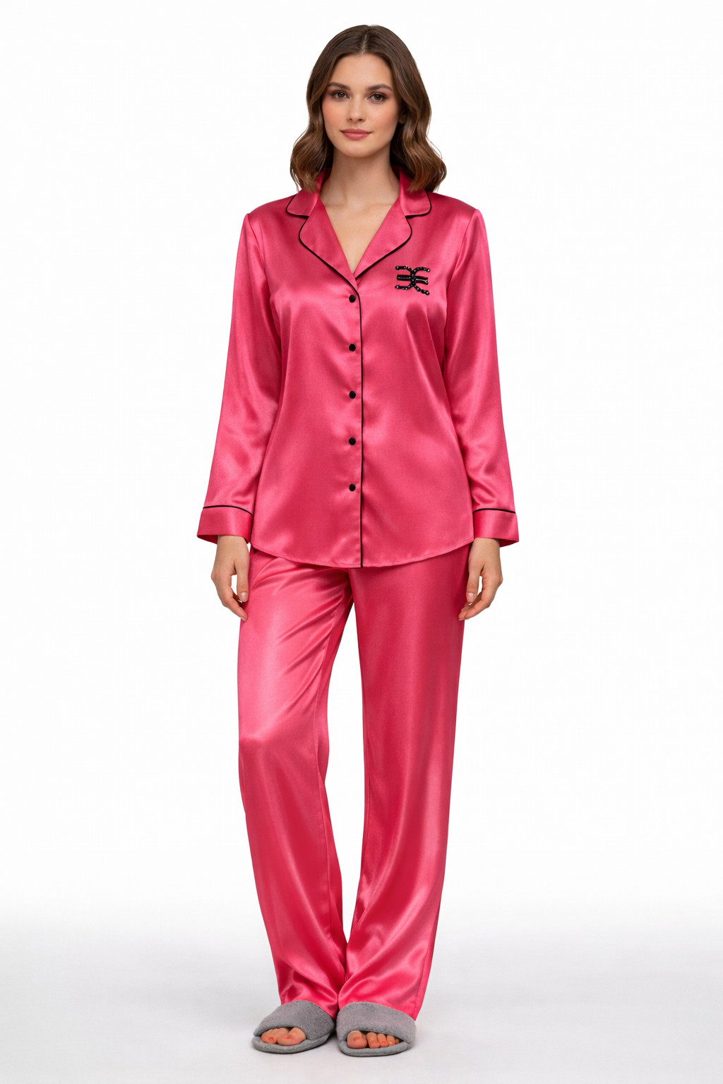 Silk Satin Pyjama Set – Rose Pink Brutality London