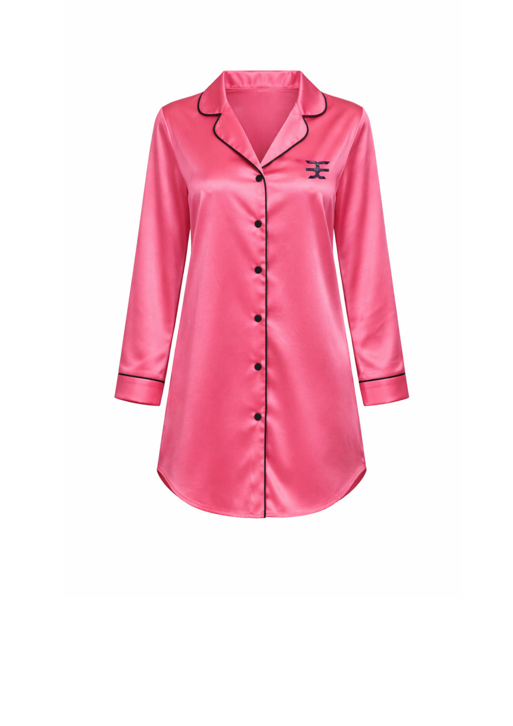 Silky Satin Nightshirt – Pink Unisex Luxury Sleepwear Brutality London Signature