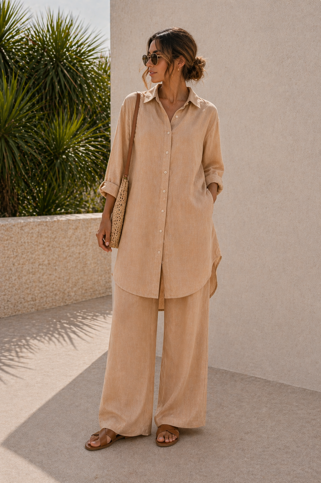 Brutality™ Luxe Linen Shirt Dress – Golden Sand