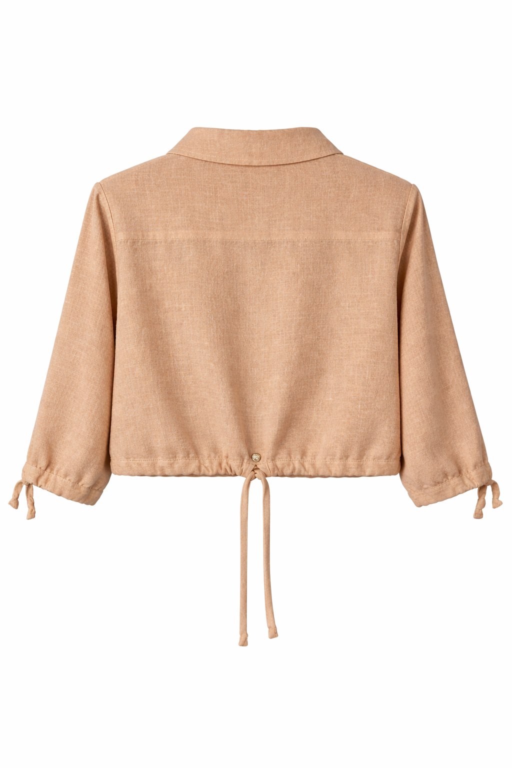 Luxe Tie-Front Cropped Shirt –  Golden Sand Beige