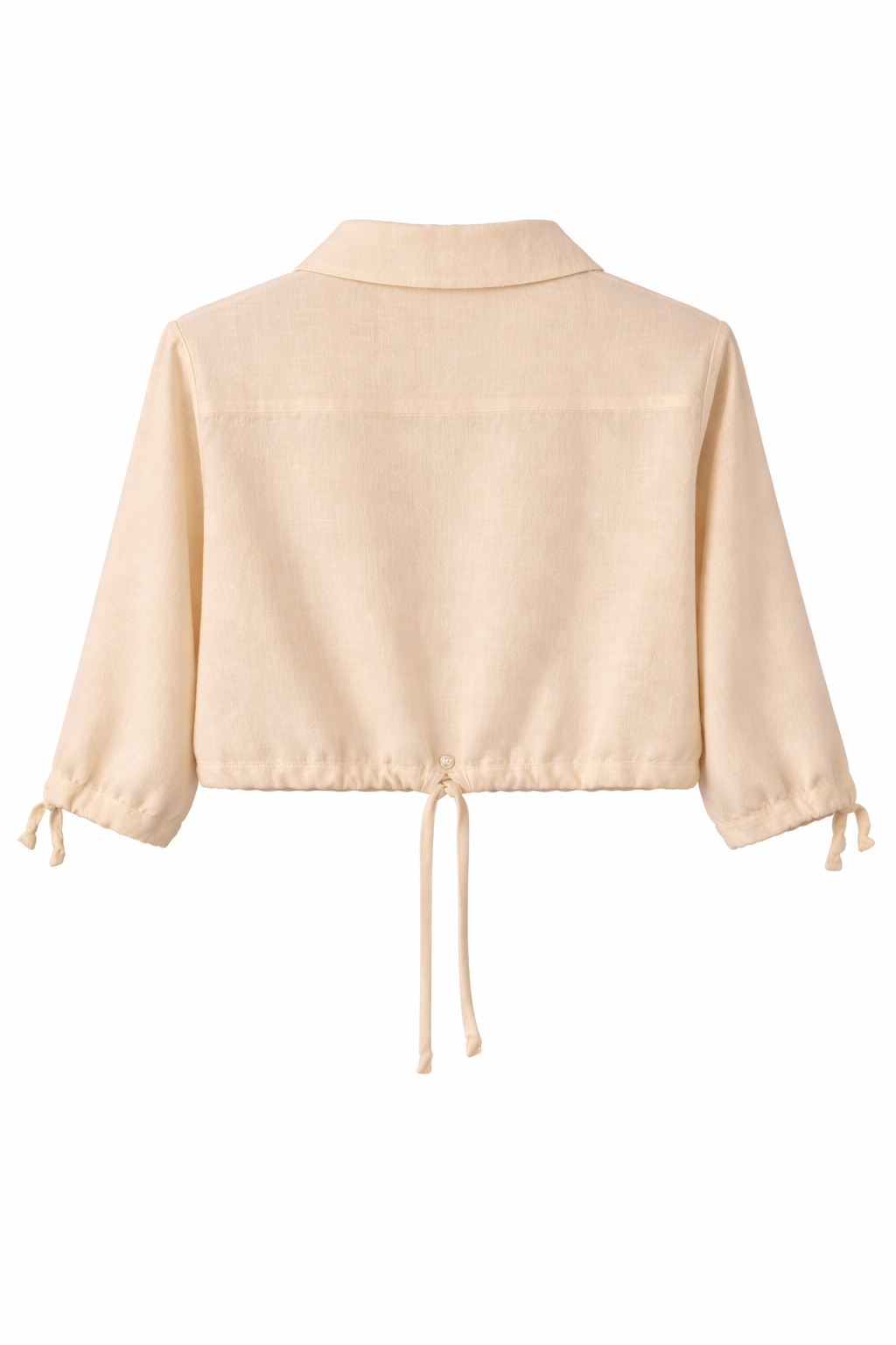 Luxe Tie-Front Cropped Shirt –  Soft Sand Beige