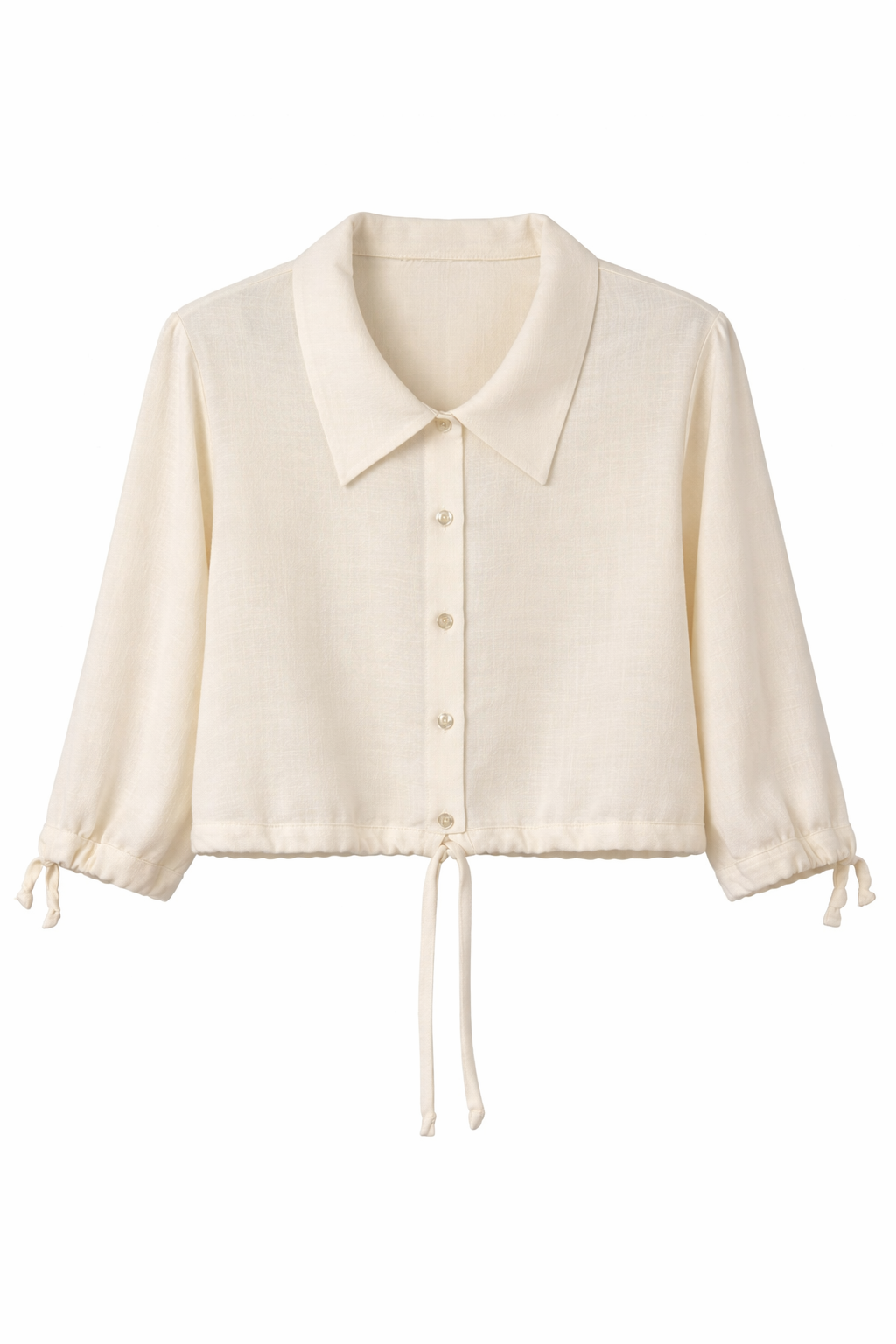 Luxe Tie-Front Cropped Shirt – Cream