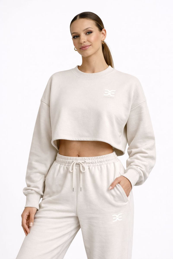 Cropped Crewneck Sweatshirt – Off White
