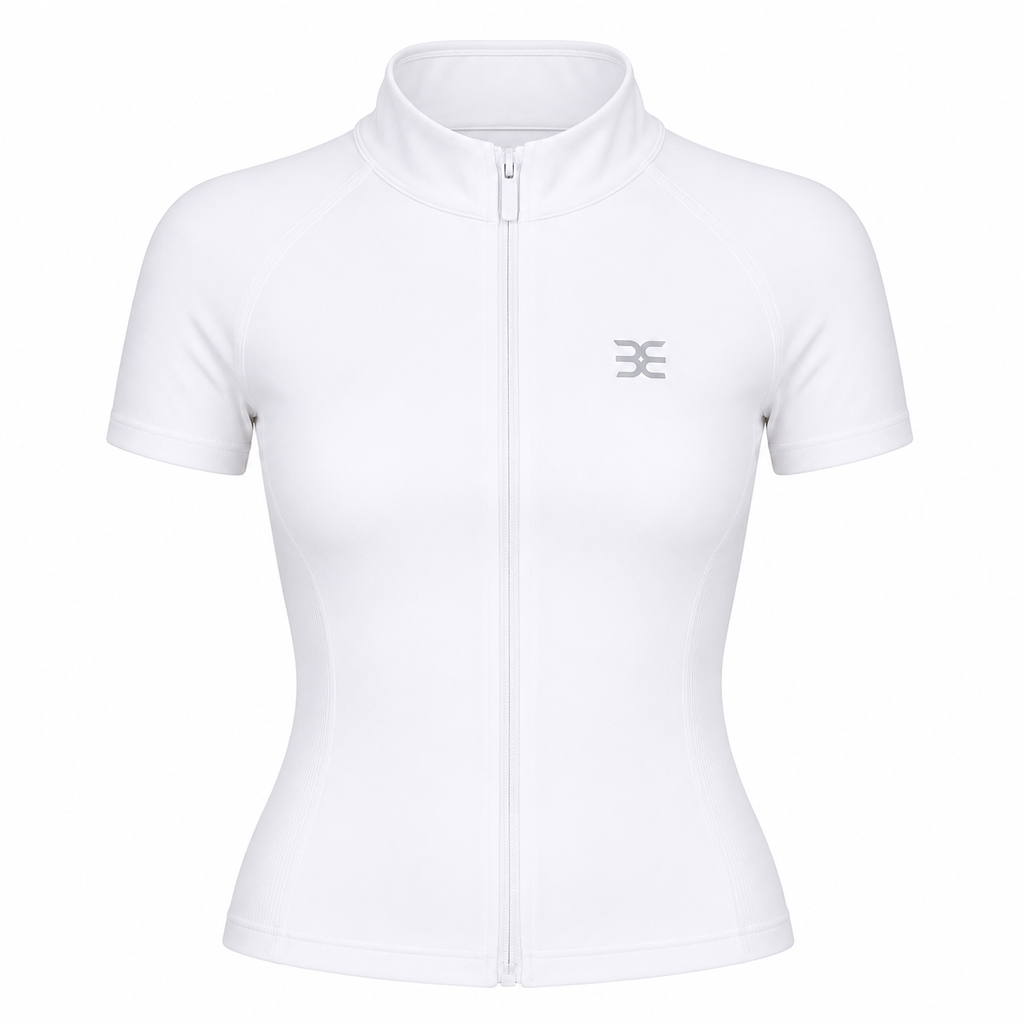 Brutality London Short-Sleeve Zip Performance Top – White